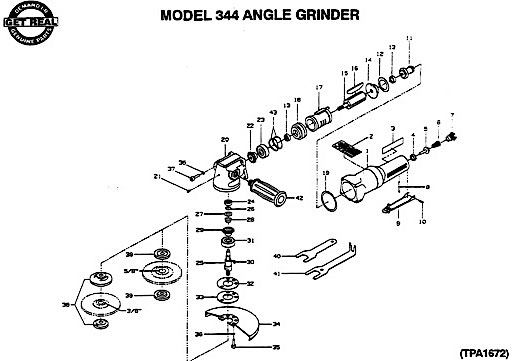 Diagram Diagram and Parts List for IR344  Ingersoll Rand Angle Grinder